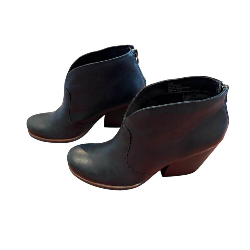 Korks Ease Black Leather Chunky Heeled Gemini Ankle Boots Women’s 10 M